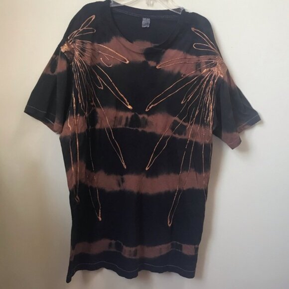 Screen Stars Vintage 80s Tiedye 3D Metallic Cotton T Shirt Oversized Paint Brown - Picture 15 of 16